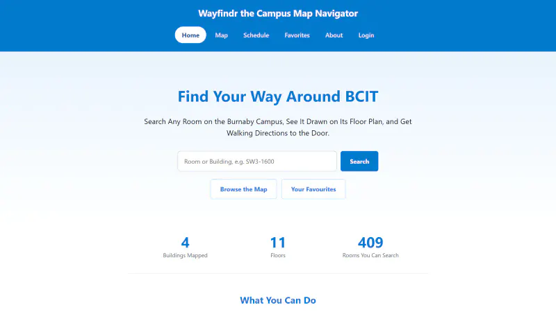Home page with room search